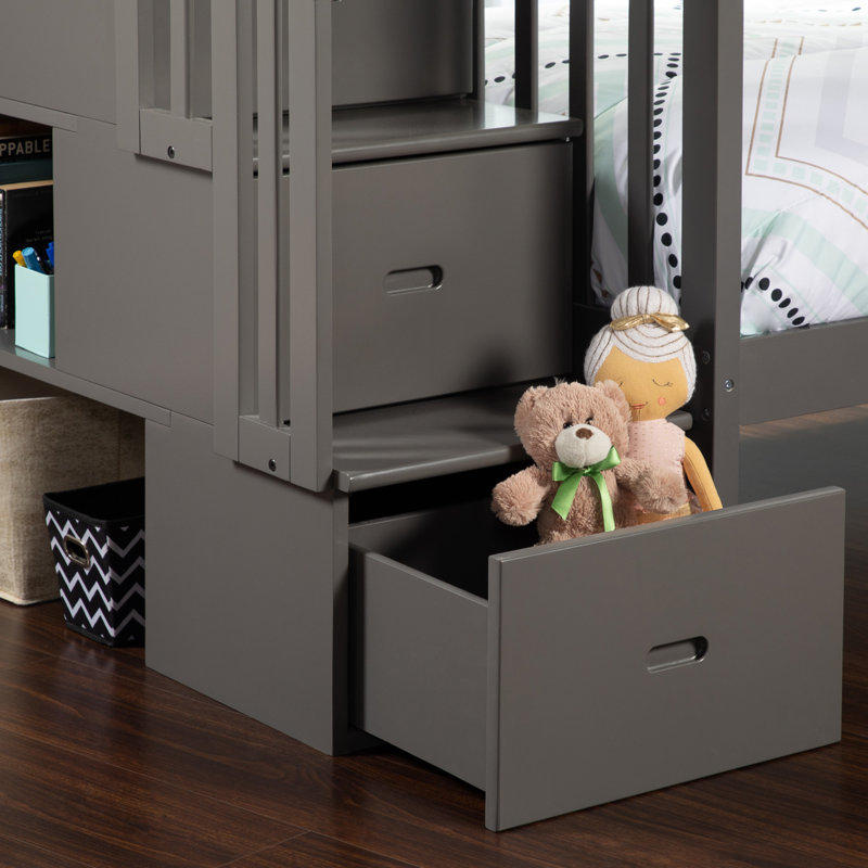 Lit superposé avec rangement Jaxson Kids, Simple sur simple, Gris