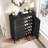 24 Pair Walnut Shoe Storage Cabinet with Louvred Doors-1909263850