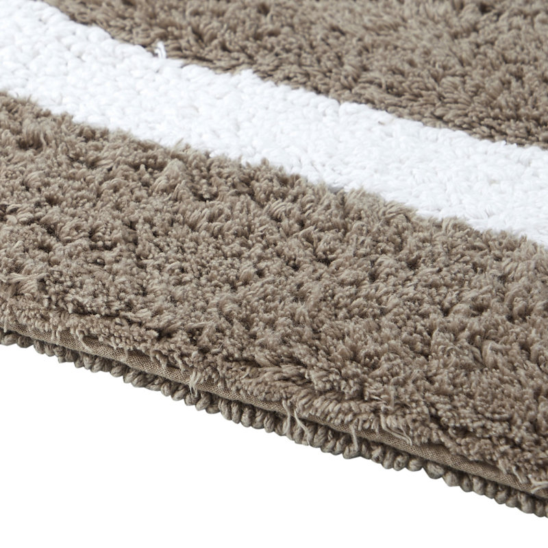 Broshous Premium 100% Cotton 2370 GSM 2-Piece Bath Rug Set, Ultra Plush Tufted Bathroom Mats, Super Absorbent OEKO-TEX® Certified, Reversible, Machine Washable, Spa-Like Comfort, Beige/White