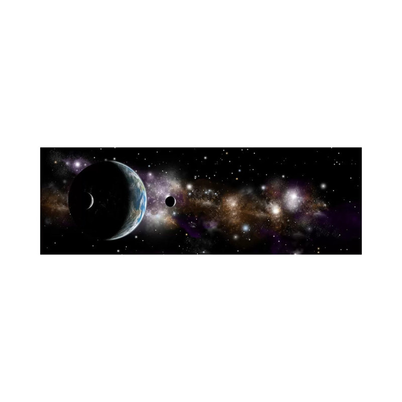 An Earth-Like Planet With A Pair Of Moons In Orbit I by Marc Ward - Wrapped Canvas Panoramic Print