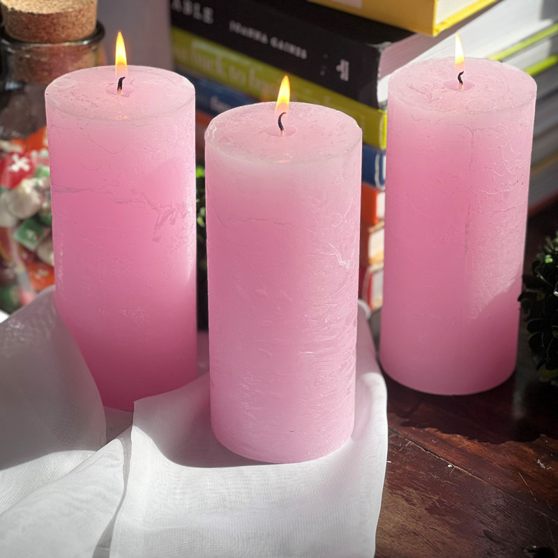 Ensemble de bougies pilier 3 pièces, Rose pâle