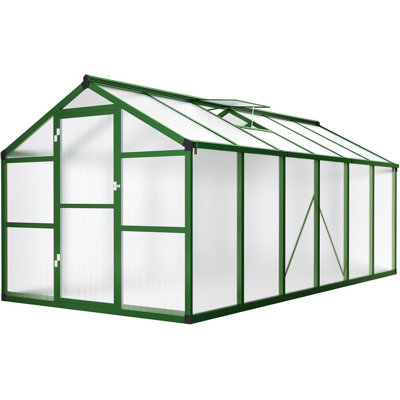 8 x 10/12FT Polycarbonate Walk-in Greenhouse with Roof Vent, Aluminum Frame Large Garden Greenhouse for Outdoors