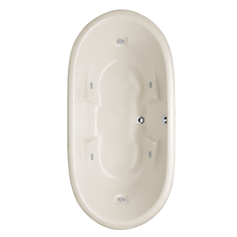 Aimee 72'' x 36'' Acrylic Bathtub, Biscuit, Satin Brass