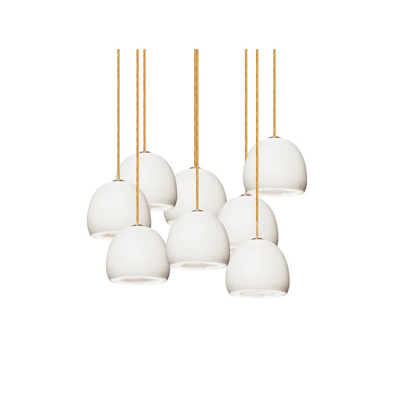 8 - Light Dimmable Dome Chandelier, 60" H x 24" W x 24" D, Brass, Matte White/Brass