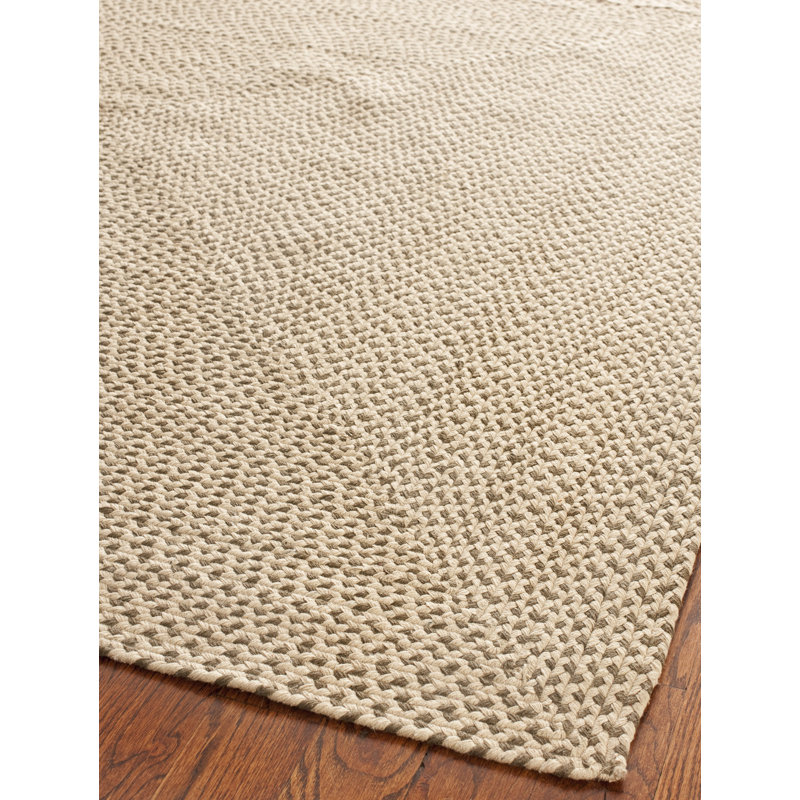 Tapis de couleur unie en coton tissé à la main Garbrand, Ovale 3 pi x 5 pi