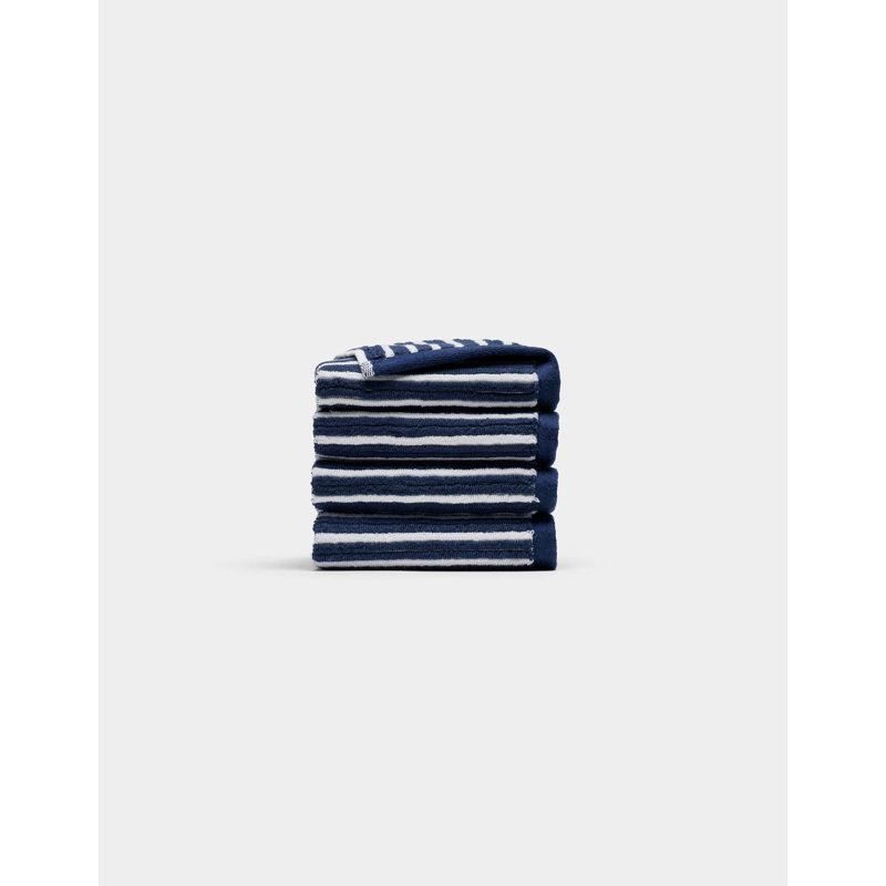 Ribbed Terry, Obsidian Stripe, Washcloths - 4 Pack