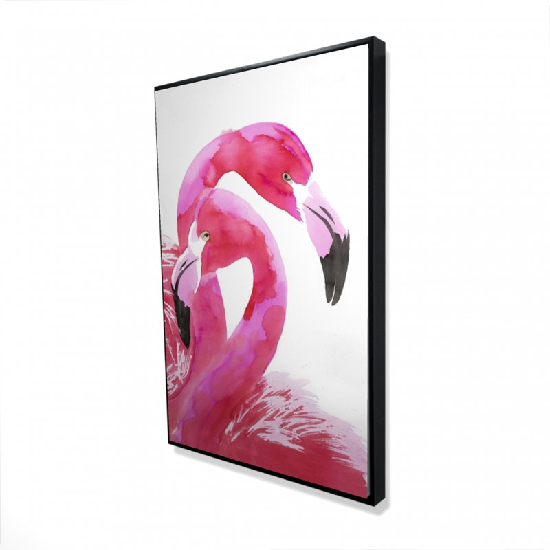 Watercolor Flamingo Love - Décoration de chambre en toile encadrée