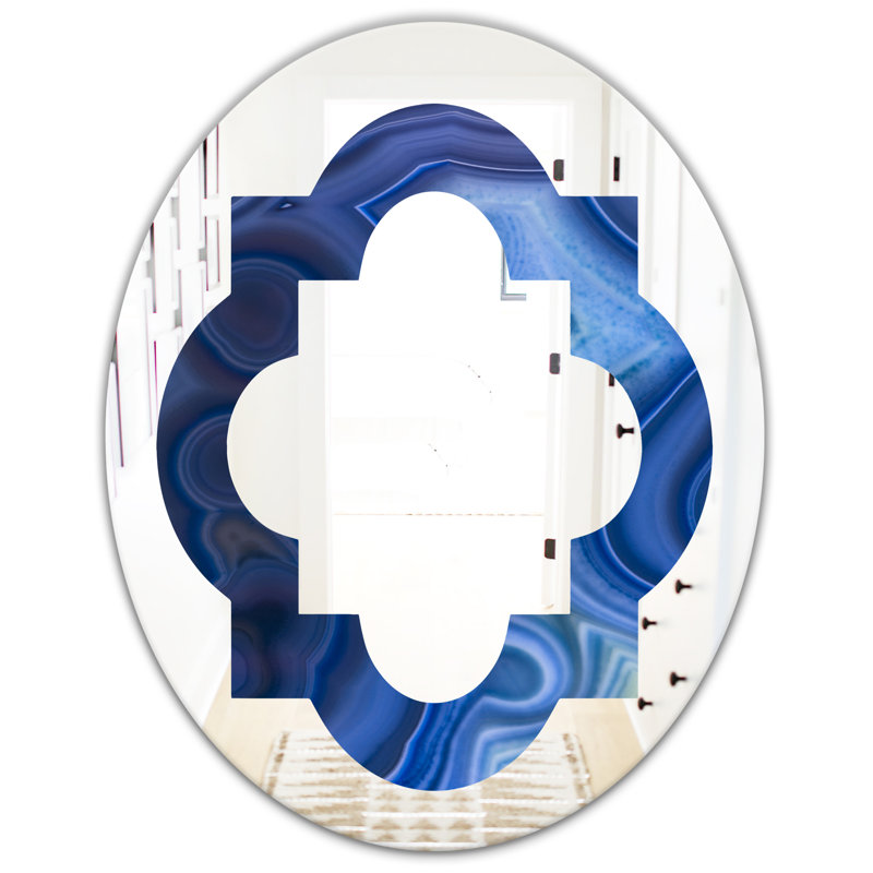 Miroir mural éclectique, H 31,5 po x l 23,7 po, Motif d'agate coloré quadrilobe