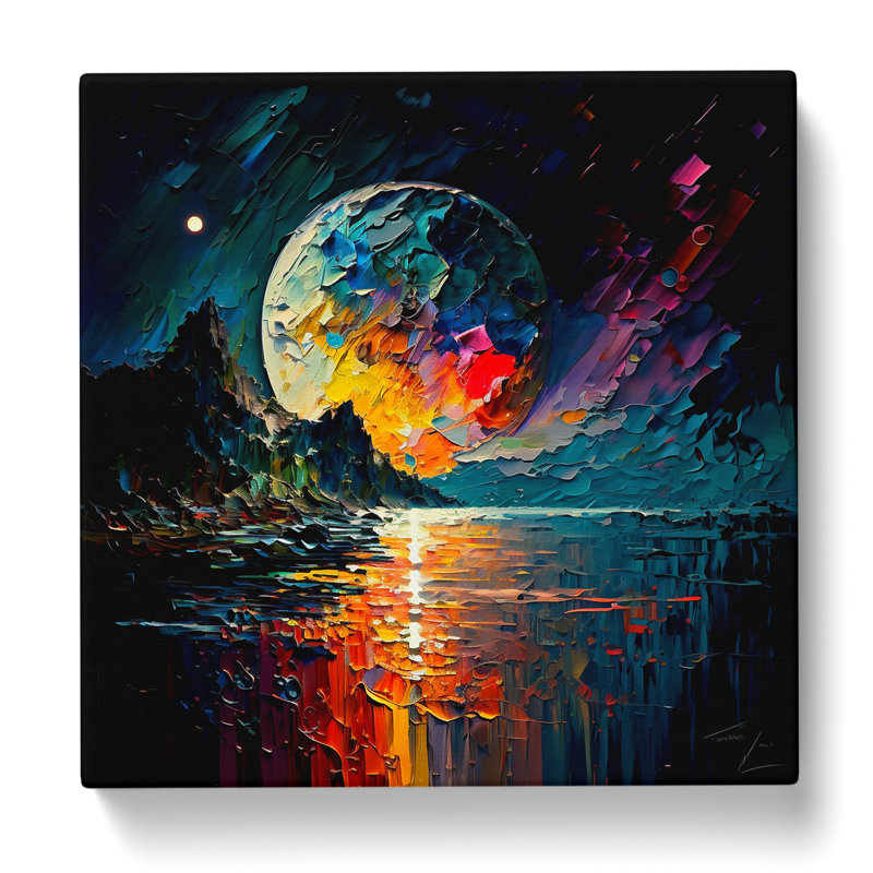 Moon Palette Knife Painting No.2 - Wrapped Canvas, 35cm H x 35cm W x 3cm D