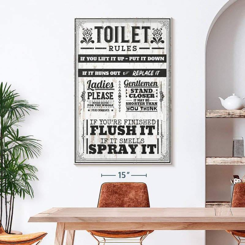 Proper Bathroom Rules Canvas Print, 48" H x 32" W x 1.25" D