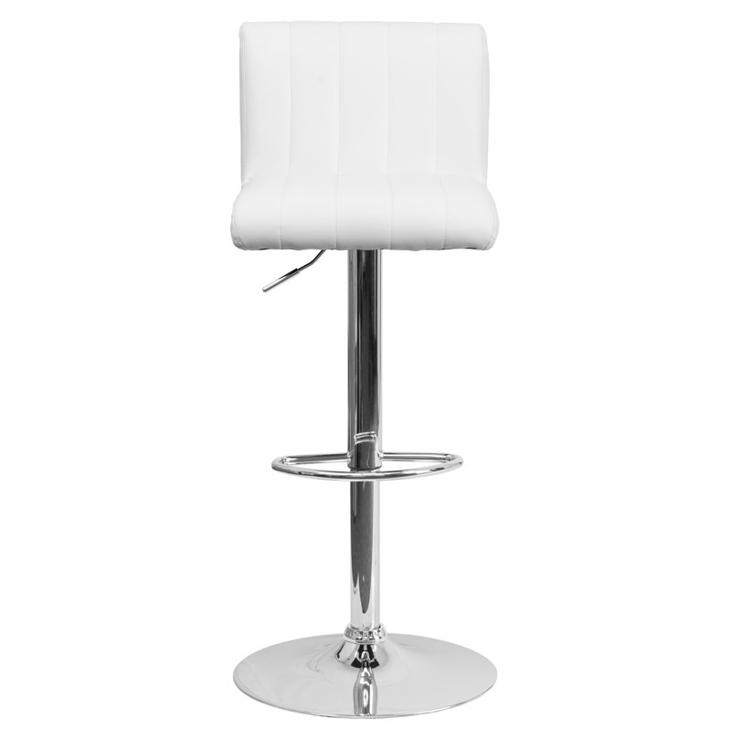 Winnols Contemporary Adjustable Height Barstool with Vertical Stitch Back/Seat, White
