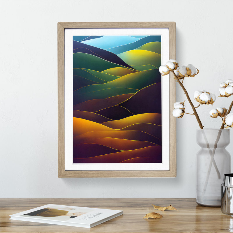 Meadow Landscape No - Print, Oak Framed Paper, No Matte, 46cm H x 34cm W x 3cm D