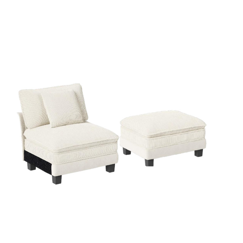 Upholstered Accent Chair with Footstool