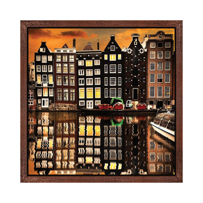 Amsterdam II by Enzo Romano - Print on Canvas, 66.04 cm H x 66.04 cm W, Brown Framed