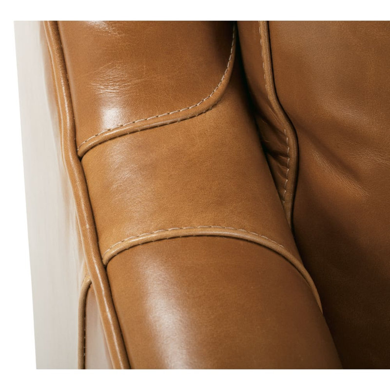 Madeline Armchair, Brown Genuine Leather, Carob
