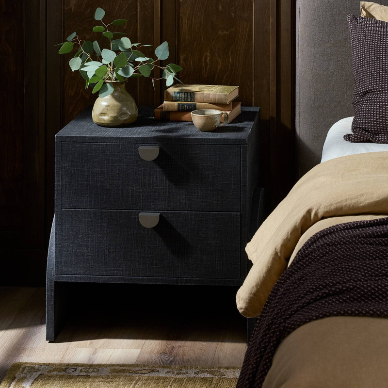 Cressida Nightstand-Linen, Black Linen