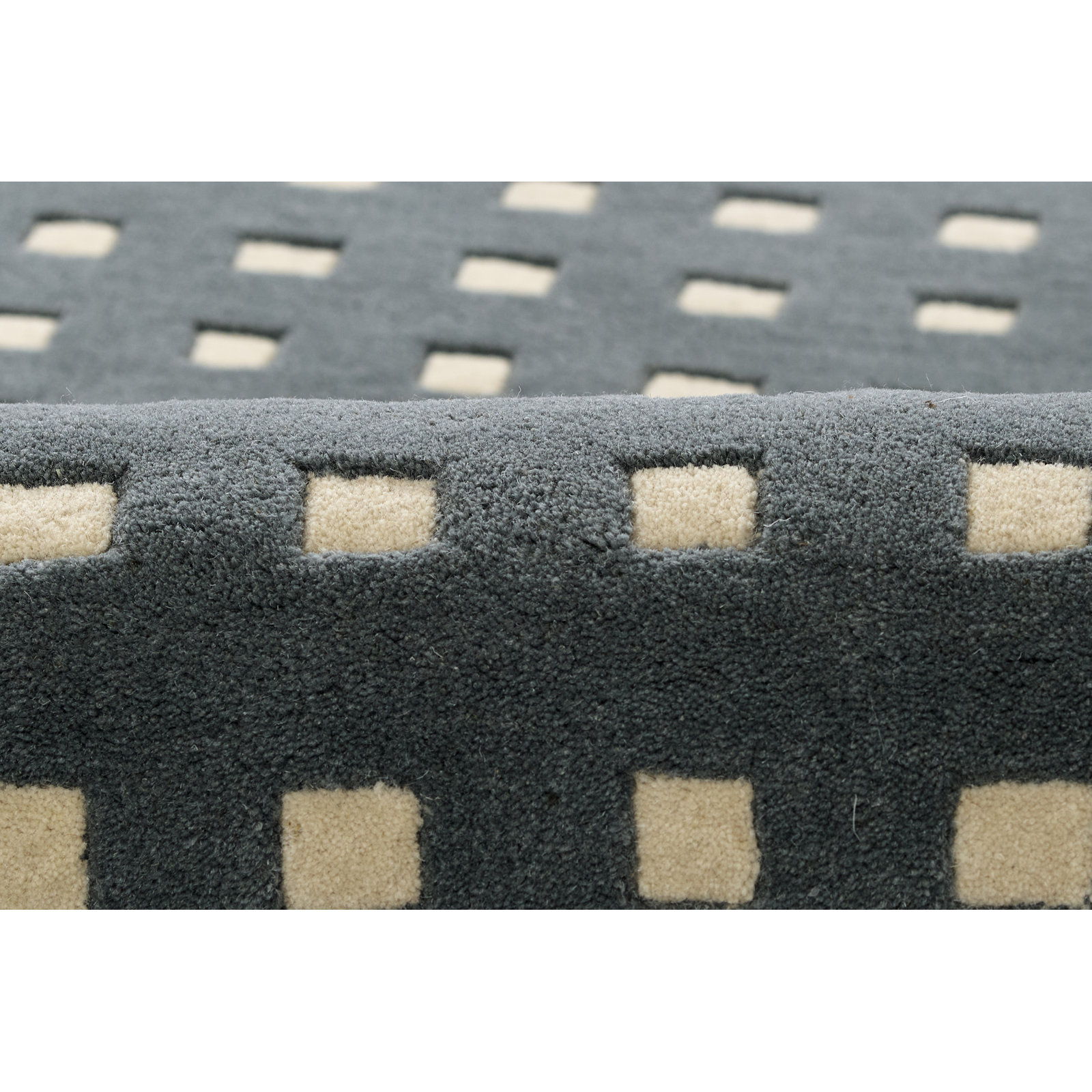 Lang Blue Hand-Tufted Geometric Wool Rug, 6' X 9'