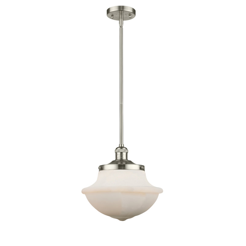 Luminaire suspendu simple à 1 lumière Baptiste, Blanc mat, Ampoule non incluse, Nickel poli