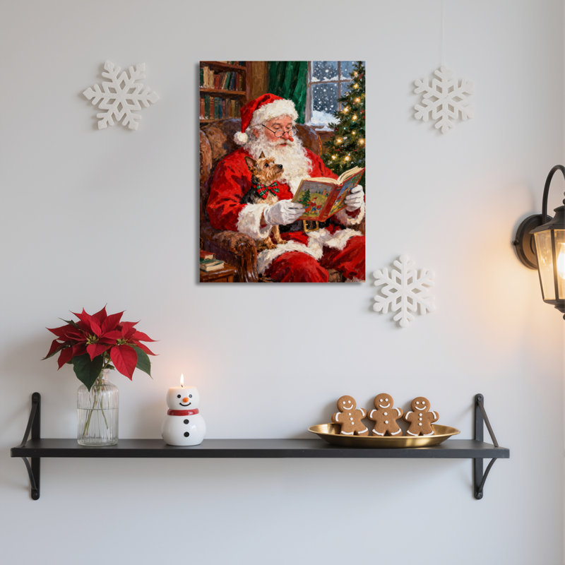 Père Noël, livre sur toile, art mural, H 18 po x l 12 po