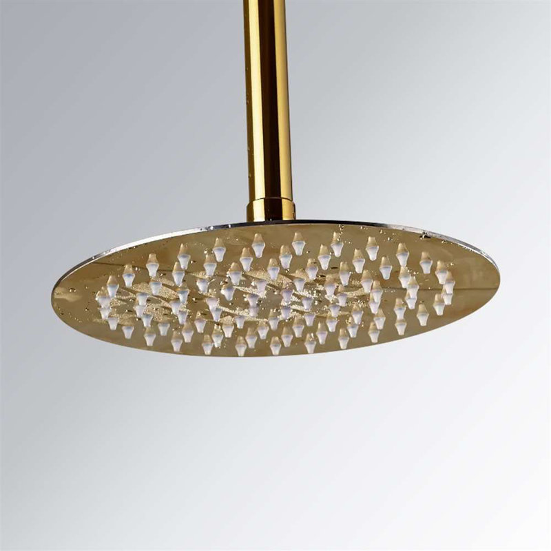 Polished Gold Finish 10 Round Rain Shower Head Ceiling Mounted Elegance