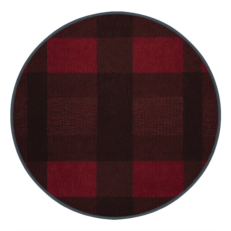 Tapis damier noir lavable à la machine, Rond 5 pi