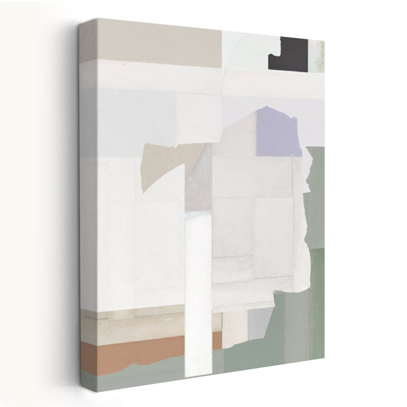 Doux géométrie dans des tons doux II - art abstrait géométrique à collage mixte, H 36 po x l 24 po