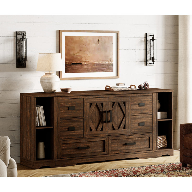 Armoire de rangement Glenford Modern Farmhouse, Noyer