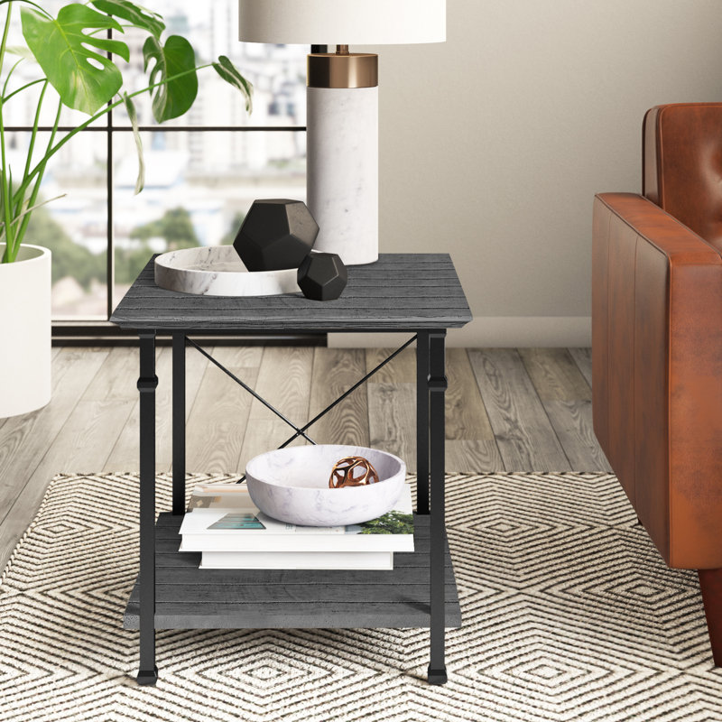 Zona Solid Wood Top End Table, Gray