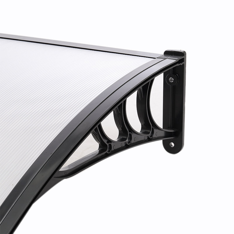 Garden Sanctuary Plastic Cover Retractable Door / Window Awning, 28cm H x 150cm W x 100cm D, Clear/Black