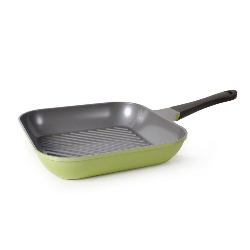 Neoflam Eela 11" Non-Stick Square Grill Pan, Olive Green