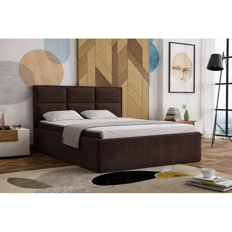 Upholstered Ottoman Storage Bed, Brown, 160x200cm