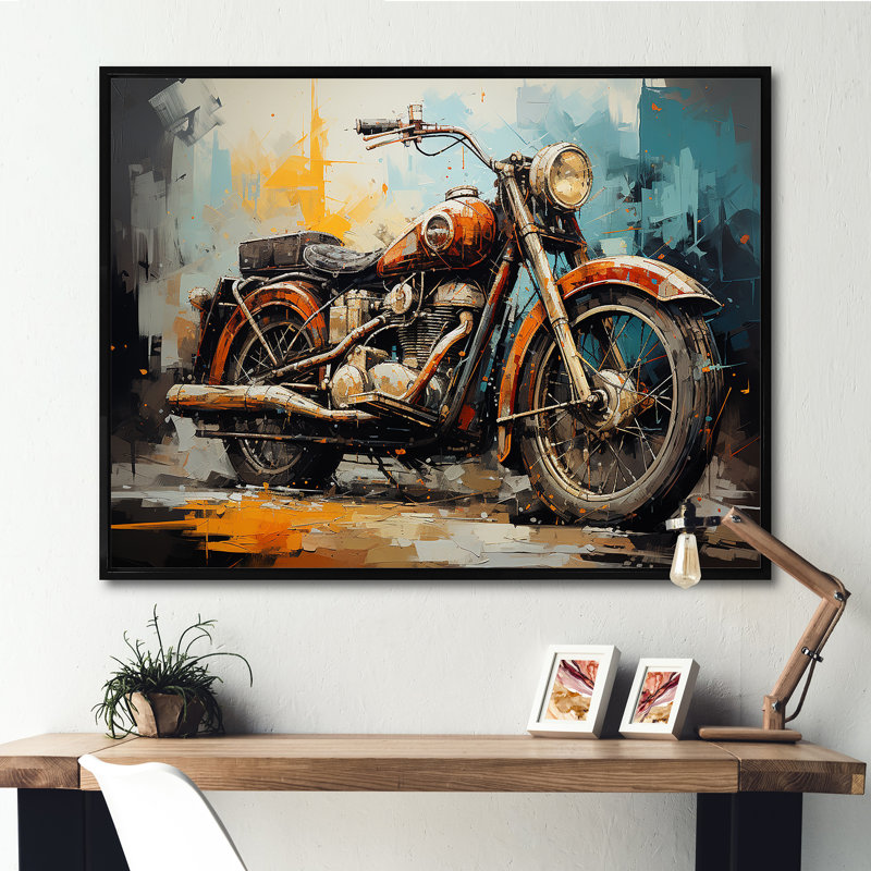 Rustic Motocyle Odyssey, Cadre flottant noir, H 24 po x l 32 po x P 1 po