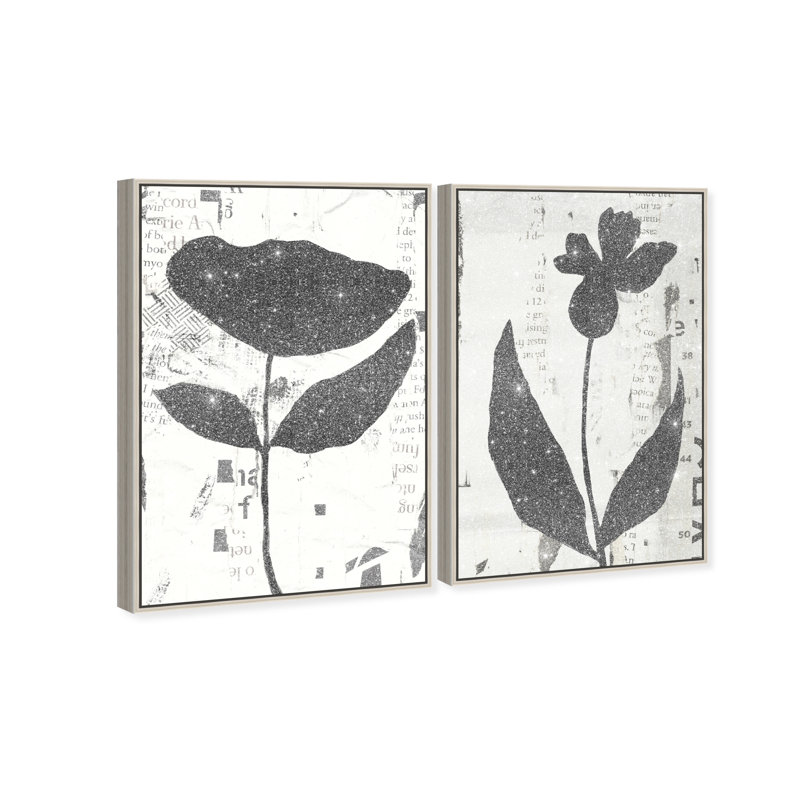 Single Flowers Set Set by Oliver Gal, 74"H x 50"W, Silver Floater Frame