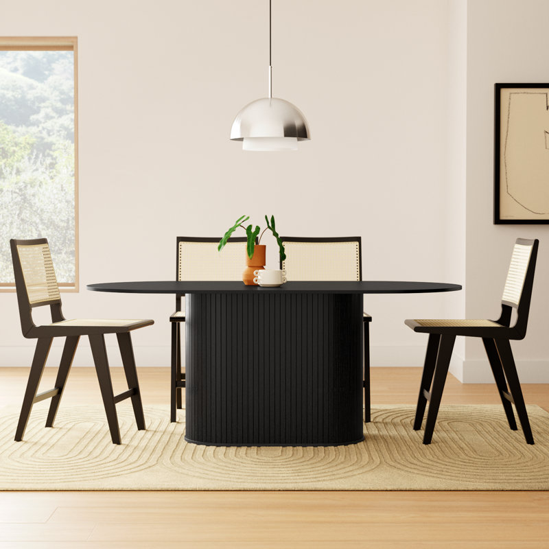 Iris Oak Oval Dining Table, Black Oak