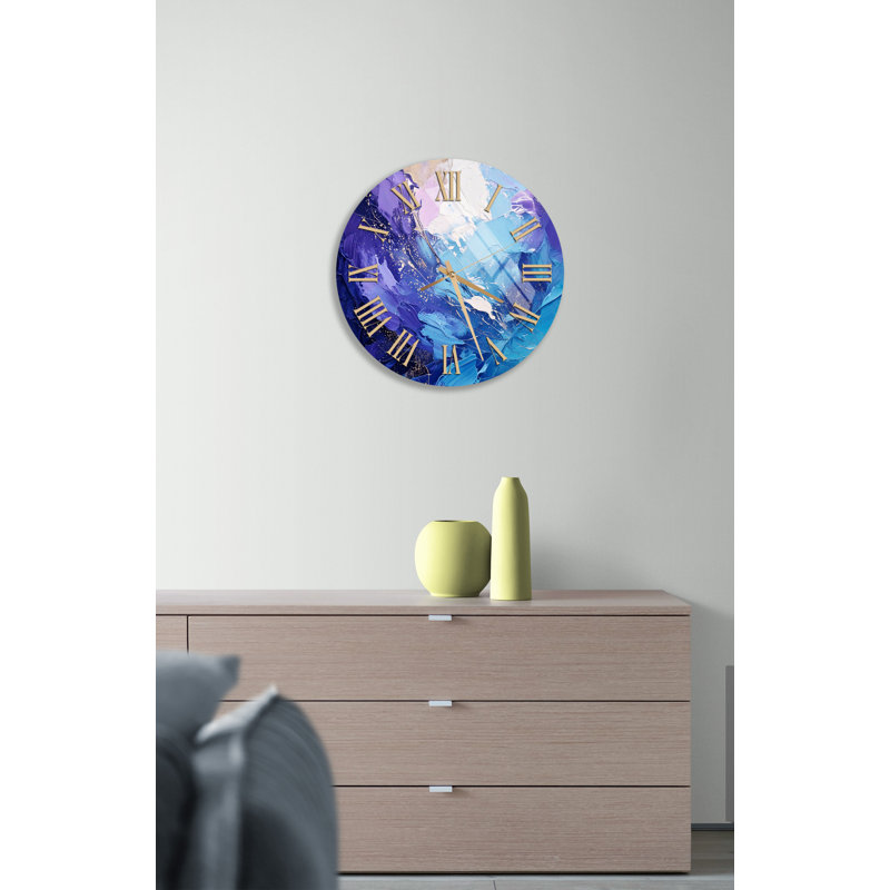 Horloge murale silencieuse texturée, Doré