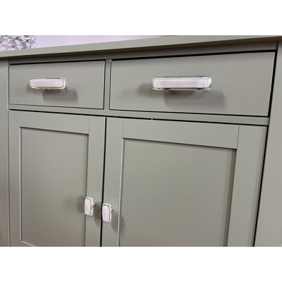 2" Length Blue Grey Decorative Cabinet Hardware Glass Long Knob