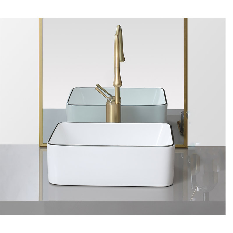 Yesurprise 11.85'' White Ceramic Rectangular Bathroom Sink with Faucet