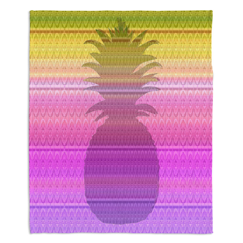 Jeté ananas , l 68 po x L 80 po, Rose / Mauve / Jaune