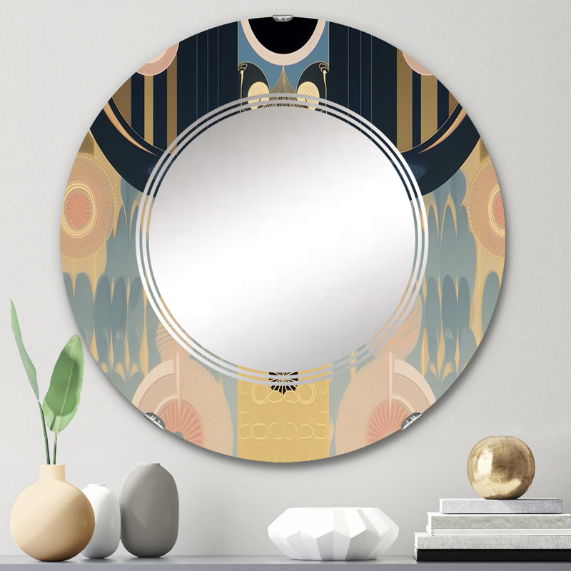 Curcuma - Miroir mural moderne rond, 24 po x 24 po
