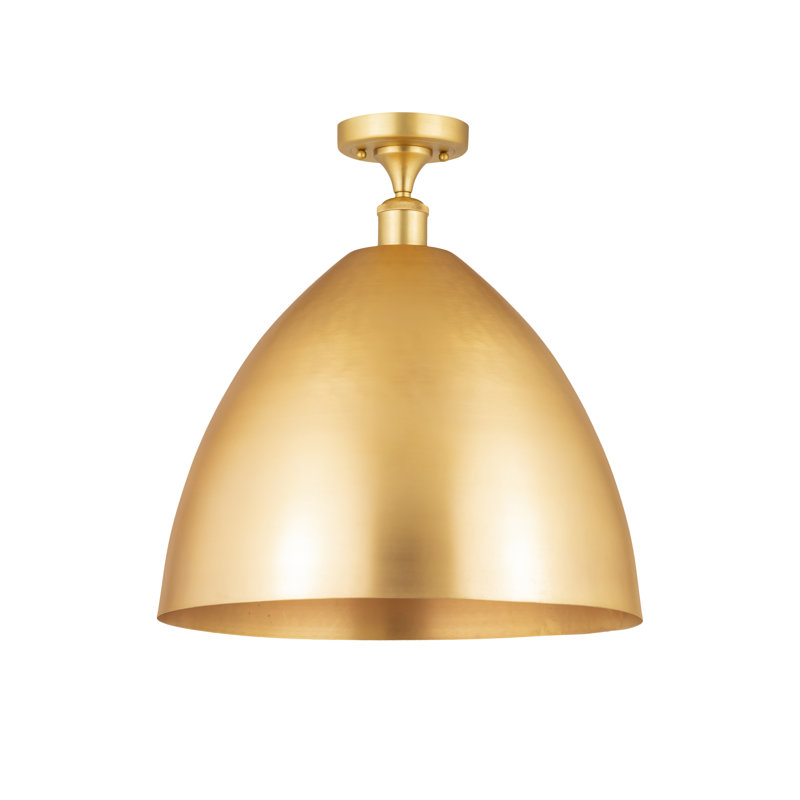 Plafonnier semi-encastré 1 lumière, Or satiné, H 18,75 po x l 16 po x P 16 po, Ampoule non incluse