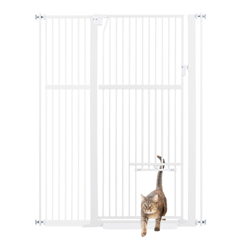 Pressure Mounted Pet Gate With Door, 104.1cm W, White