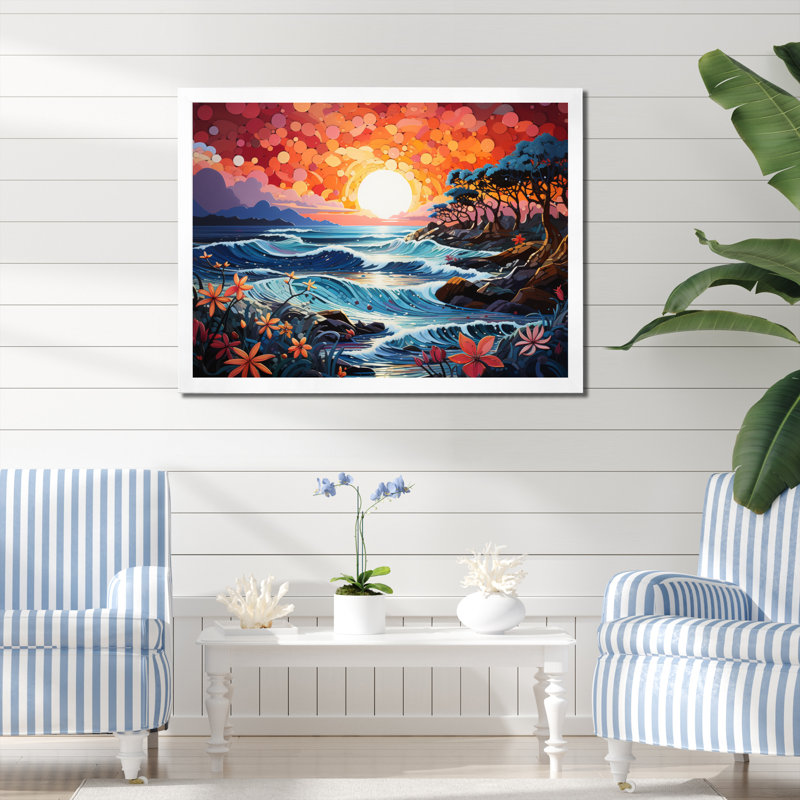 Beach Tropical Vibes XXI - Imprimé, Cadre simple blanc, H 12 po x l 20 po x P 1 po