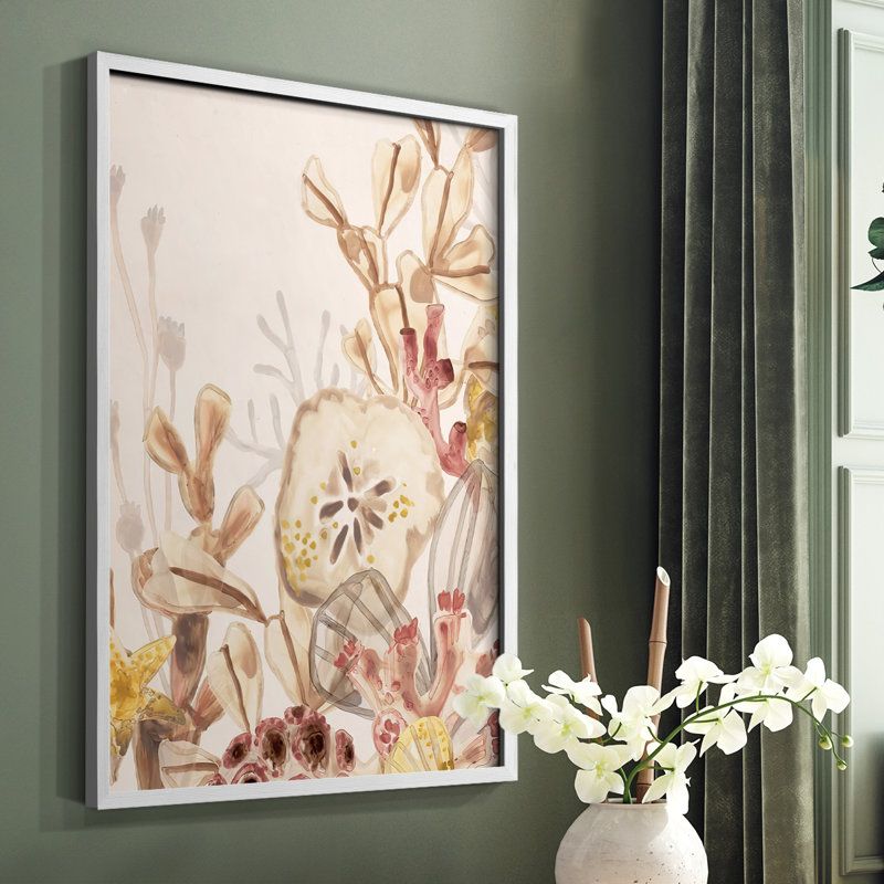«Ocean Nostalgia I», reproduction encadrée - bois massif, Cadre simple blanc, H 14 po x l 11 po