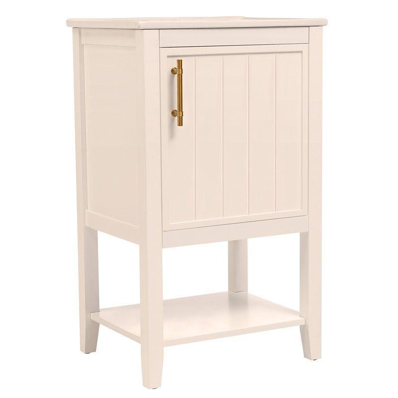 Meuble-lavabo de 20 po avec lavabo, armoire de salle de bain avec porte à fermeture douce, support de rangement et tablette ouverte
