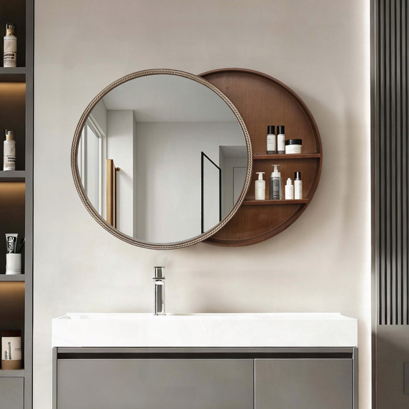 Miroir mural coulissant avec armoire de rangement à 2 niveaux - 23,62 po, conception peu encombrante