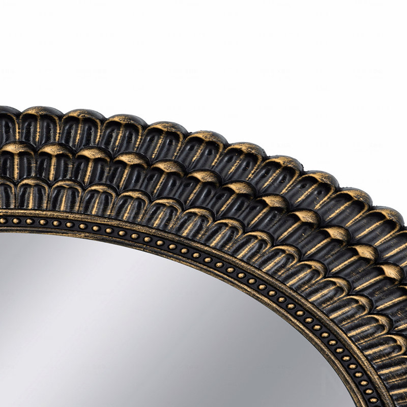 Miroir d'appoint rond 26,5 po Lumen avec texture tissée et verre de haute qualité