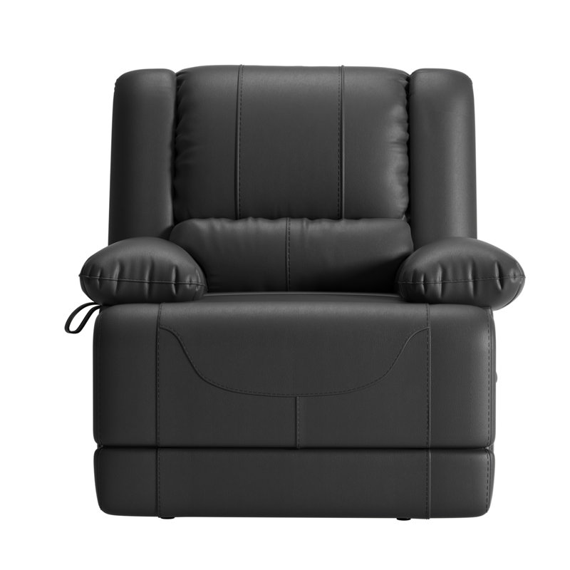 Maulin 37.4'' Wide Leather Dual Motors Lift Assist Power Massage Chairs with Heating Massager by Remote Control, Black