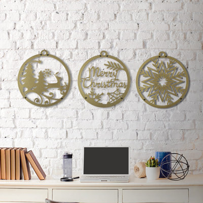 Élégant accessoire mural décoratif en métal (3 pièces), finition dorée, 9,1 po x 9,8 po | 100% métal, épaisseur: 0,06 pouce | Parfait pour la décoration intérieure, esthétique moderne, fixation murale facile avec support arrière