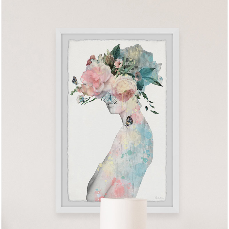 «Flower and Butterflies II», reproduction encadrée, H 30 po x l 20 po x P 1,5 po
