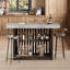Table bistro de 63 po de hauteur avec comptoir à 2 niveaux et tablettes de rangement à 2 niveaux, unité de bar moderne pour la salle à manger, le bistro et le salon, gris et brun-680100992